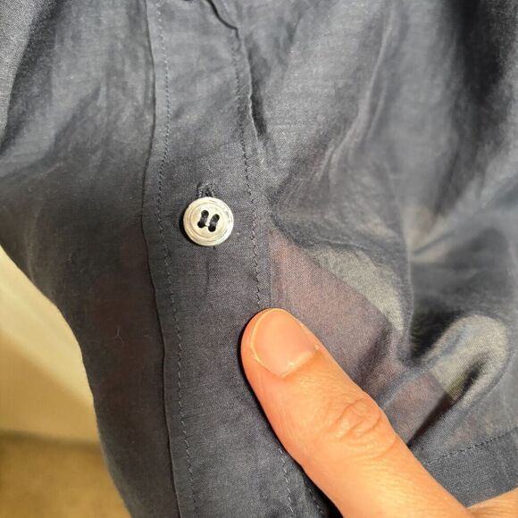 Equipment Femme Blue Button Up Top Cotton Silk Womens L Slouchy Beach Oversized - Picture 4 of 9